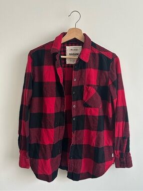 Garage Red and Black Plaid Flannel Shirt